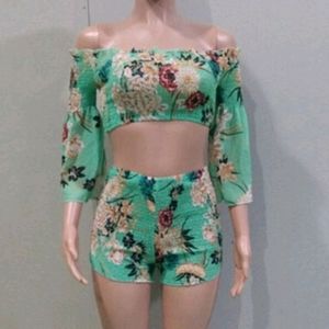2 piece set XL green tropical